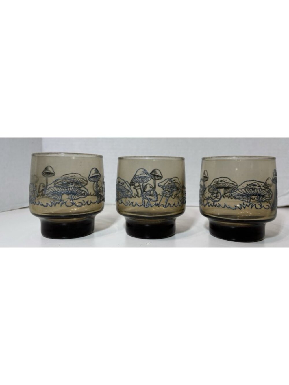 Vintage Libbey 3 Pc Tawny Mushroom Glasses Smoke Brown Drinking Water Glass 8 oz - Picture 5 of 7